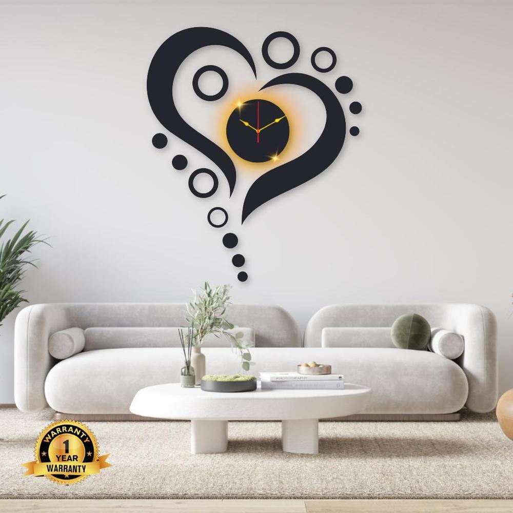 Elegant Heart Design Laminated Wall Clock with LED Backlight