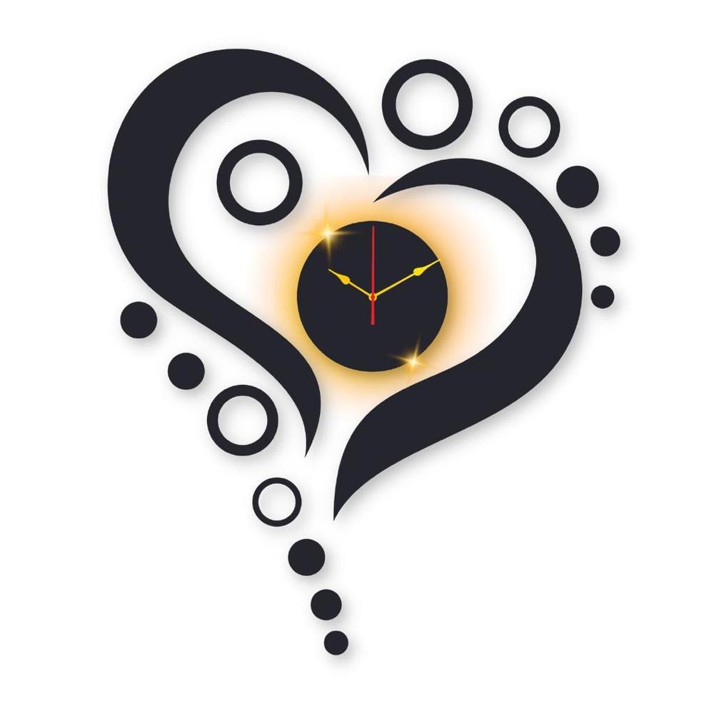 Elegant Heart Design Laminated Wall Clock with LED Backlight